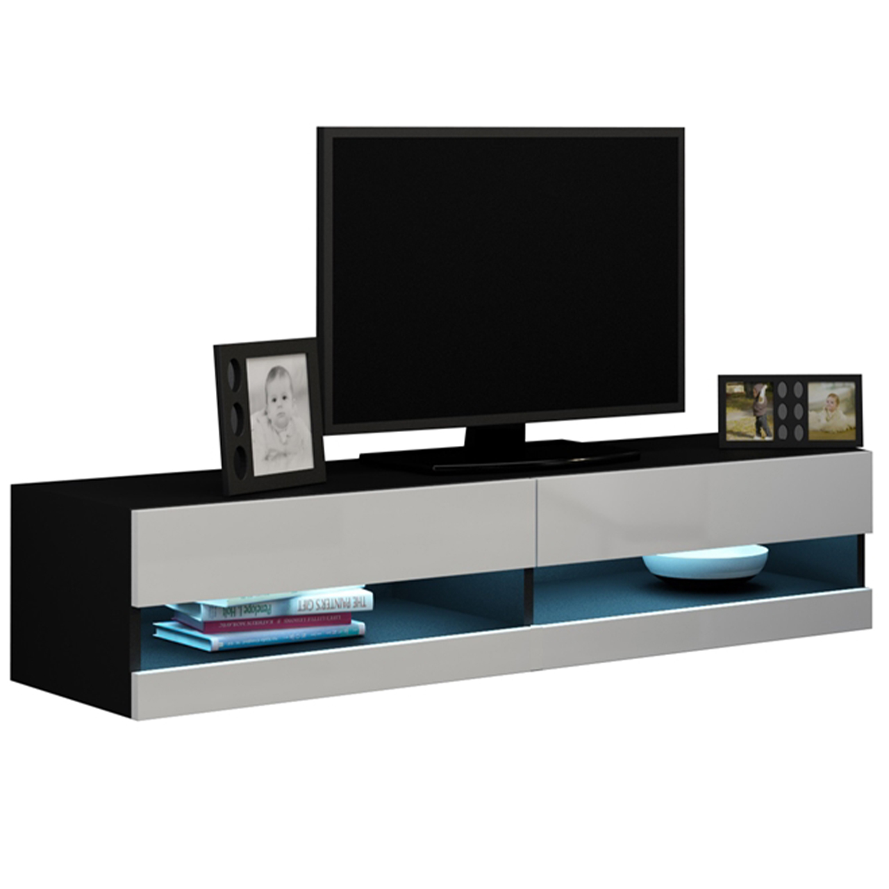 Mueble TV 140 VIGO NEW VG12C negro / blanco brillo