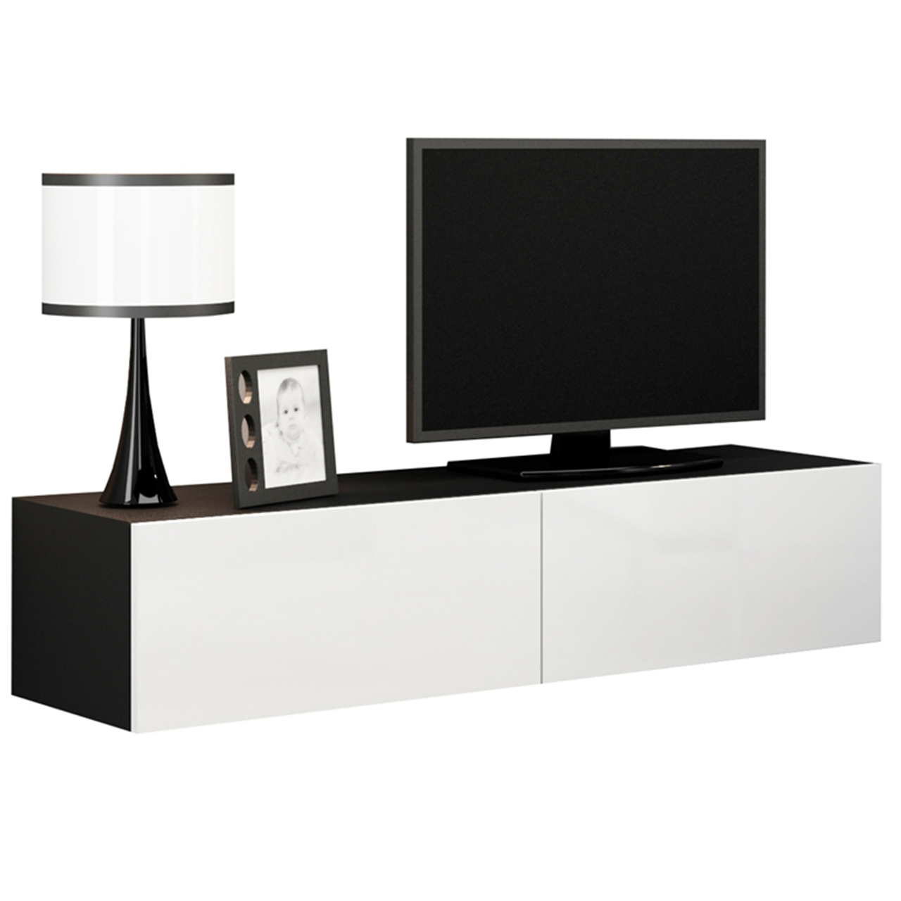 Mueble TV 140 VIGO VG4C negro / blanco brillo