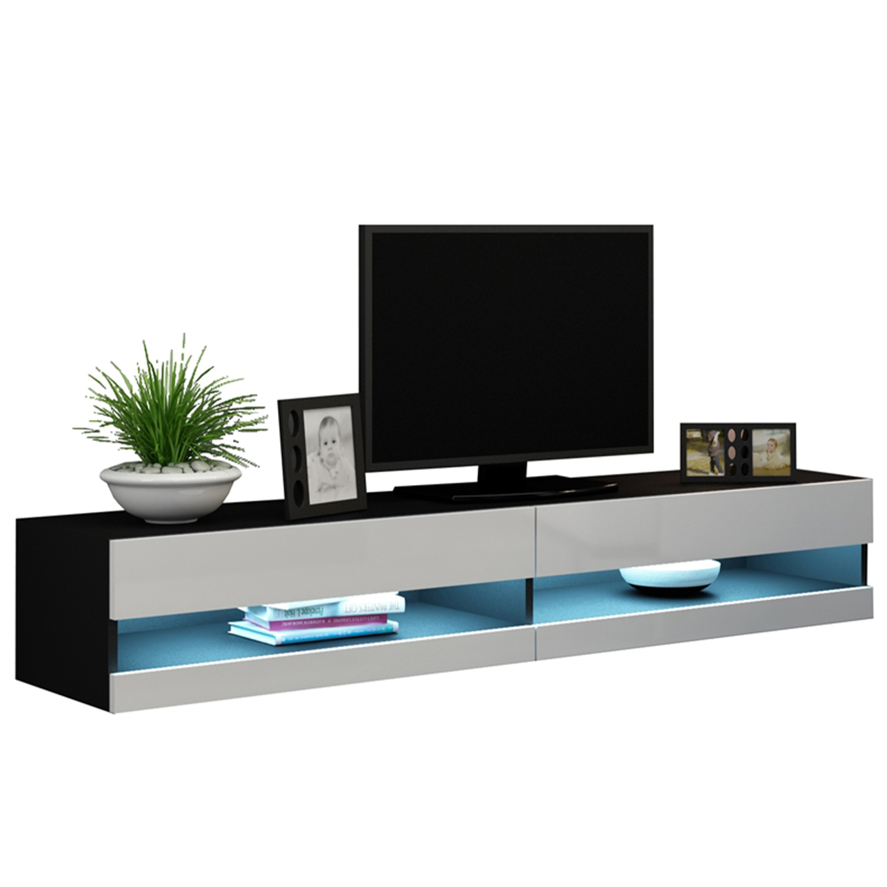 Mueble TV 180 VIGO NEW VG9C negro / blanco brillo