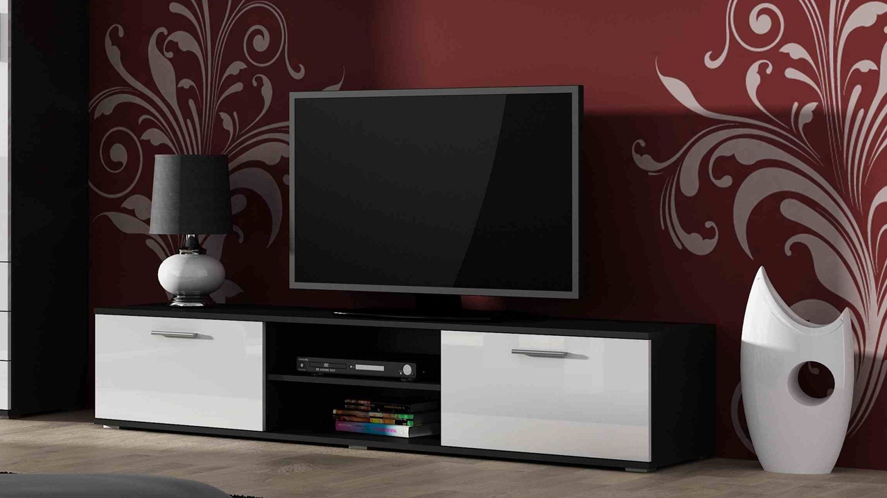 Mueble TV SOHO SH3C negro / banco brillo