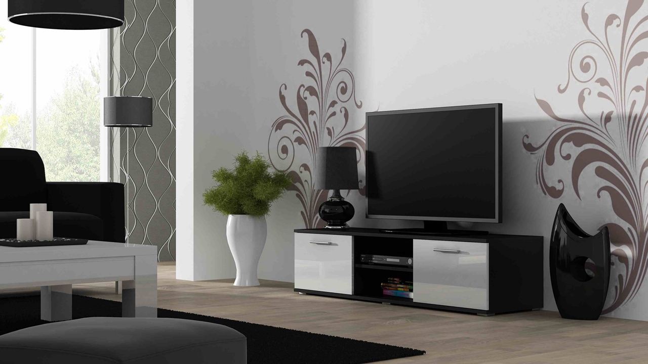 Mueble TV SOHO SH4C negro / blanco brillo